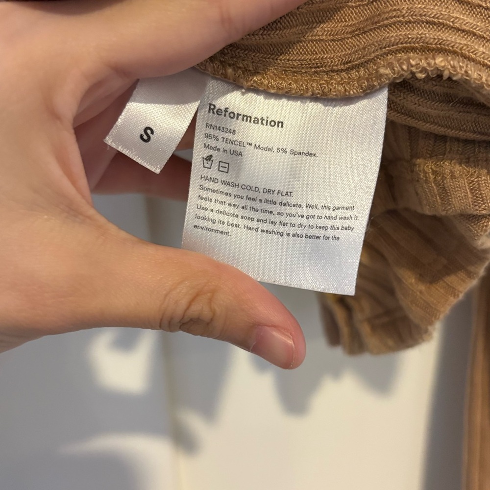 Reformation Tan Ribbed Button-Up Cardigan - Picture 4 of 4